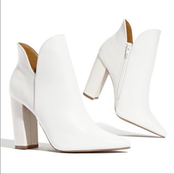 White Ankle Heeled Bootie - Picture 5 of 6